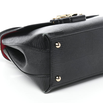 Dolce & Gabbana Calfskin Iguana Embossed Small Lucia Satchel Black 8 of 10