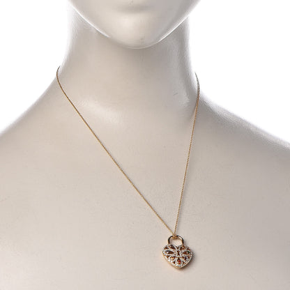 Tiffany 18K Rose Gold Diamond Multistone Filigree Heart Pendant Necklace 2 of 9