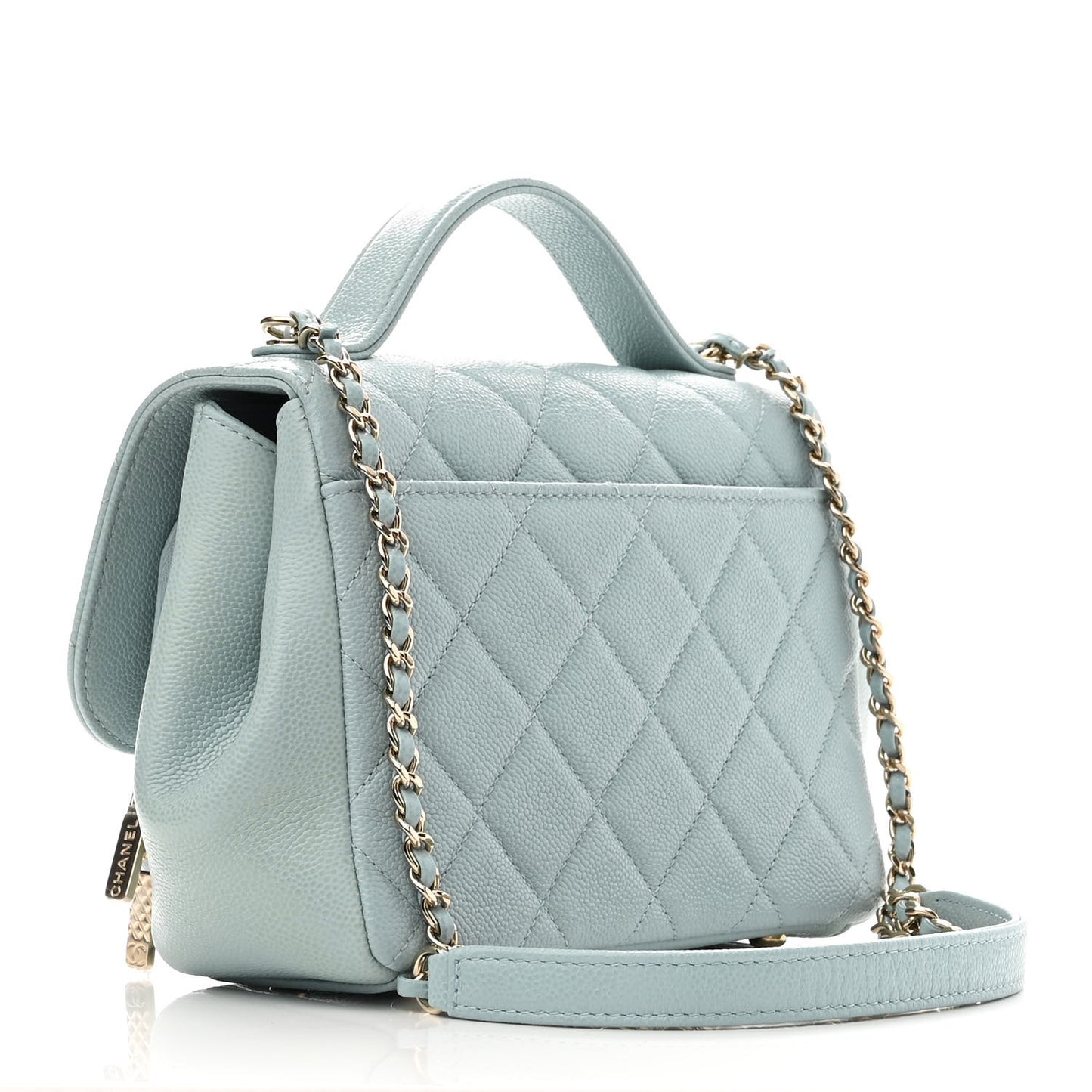 Caviar Quilted Small Business Affinity Flap Light Blue