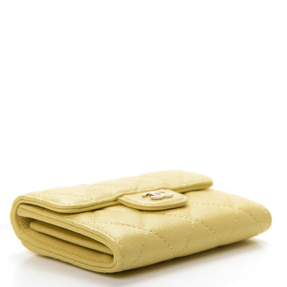 Chanel Caviar Quilted Flap Card Holder Wallet Yellow 4 of 9