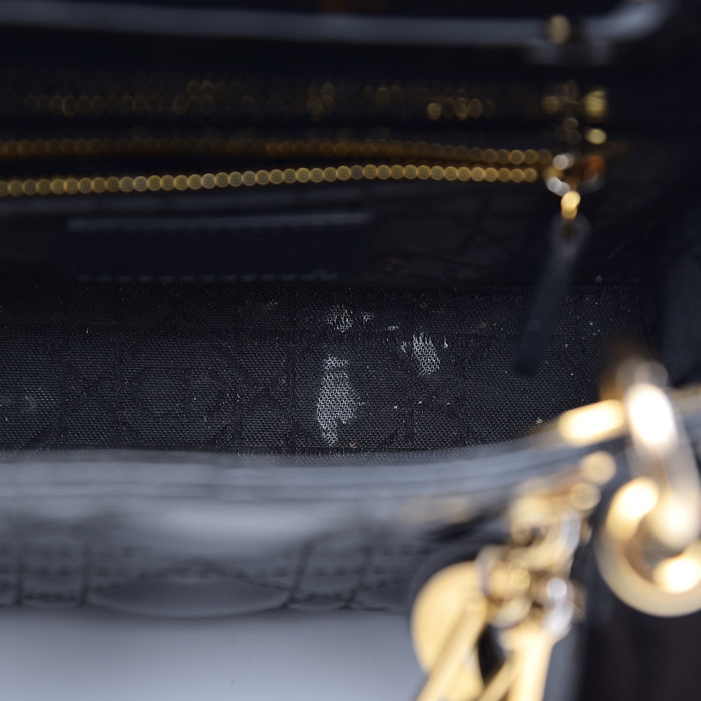 Patent Cannage Mini Lady Dior Black