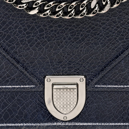 Christian Dior Crackled Deerskin Medium Diorama Flap Bag Navy 7 of 9