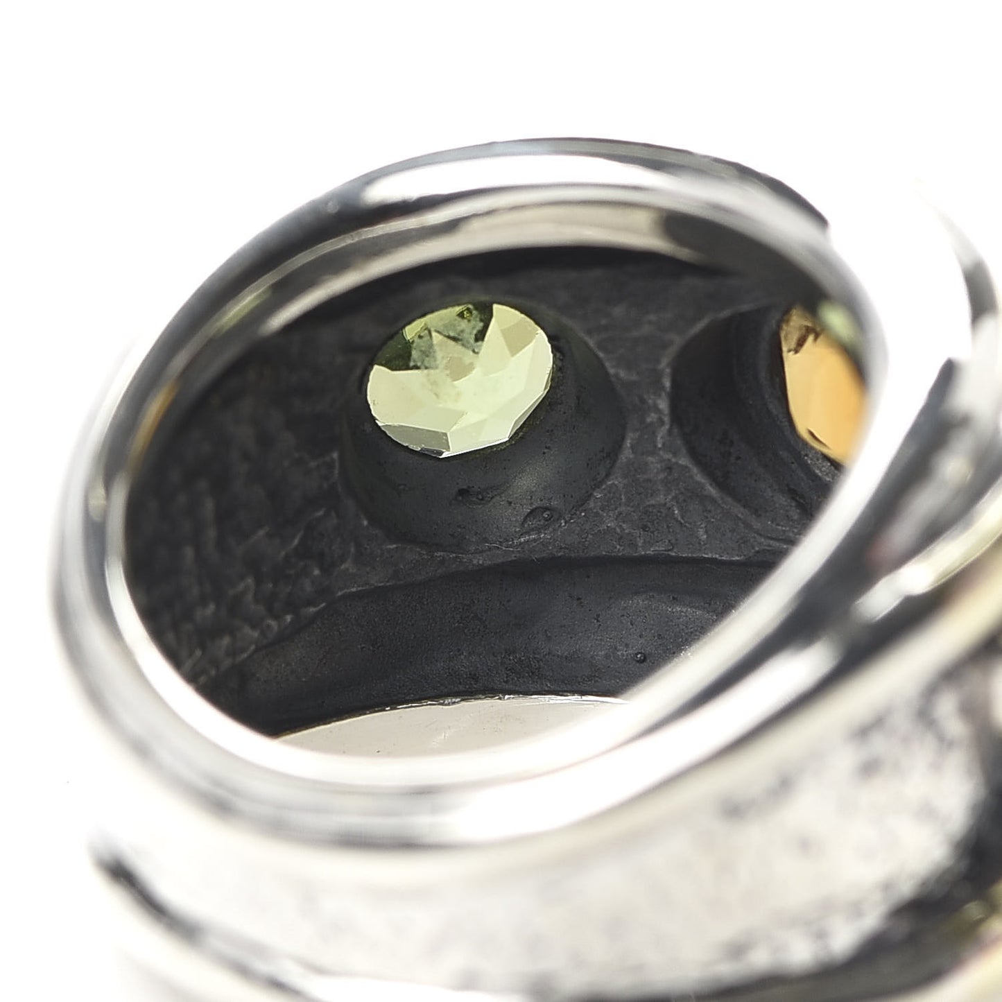 Sterling Silver 14K Yellow Gold Citrine Peridot 17mm Renaissance Ring 52 6