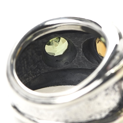 David Yurman Sterling Silver 14K Yellow Gold Citrine Peridot 17mm Renaissance Ring 52 6 5 of 8
