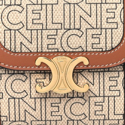 Celine Textile Calfskin All Over Print Small Triomphe Wallet Natural Tan 10 of 11