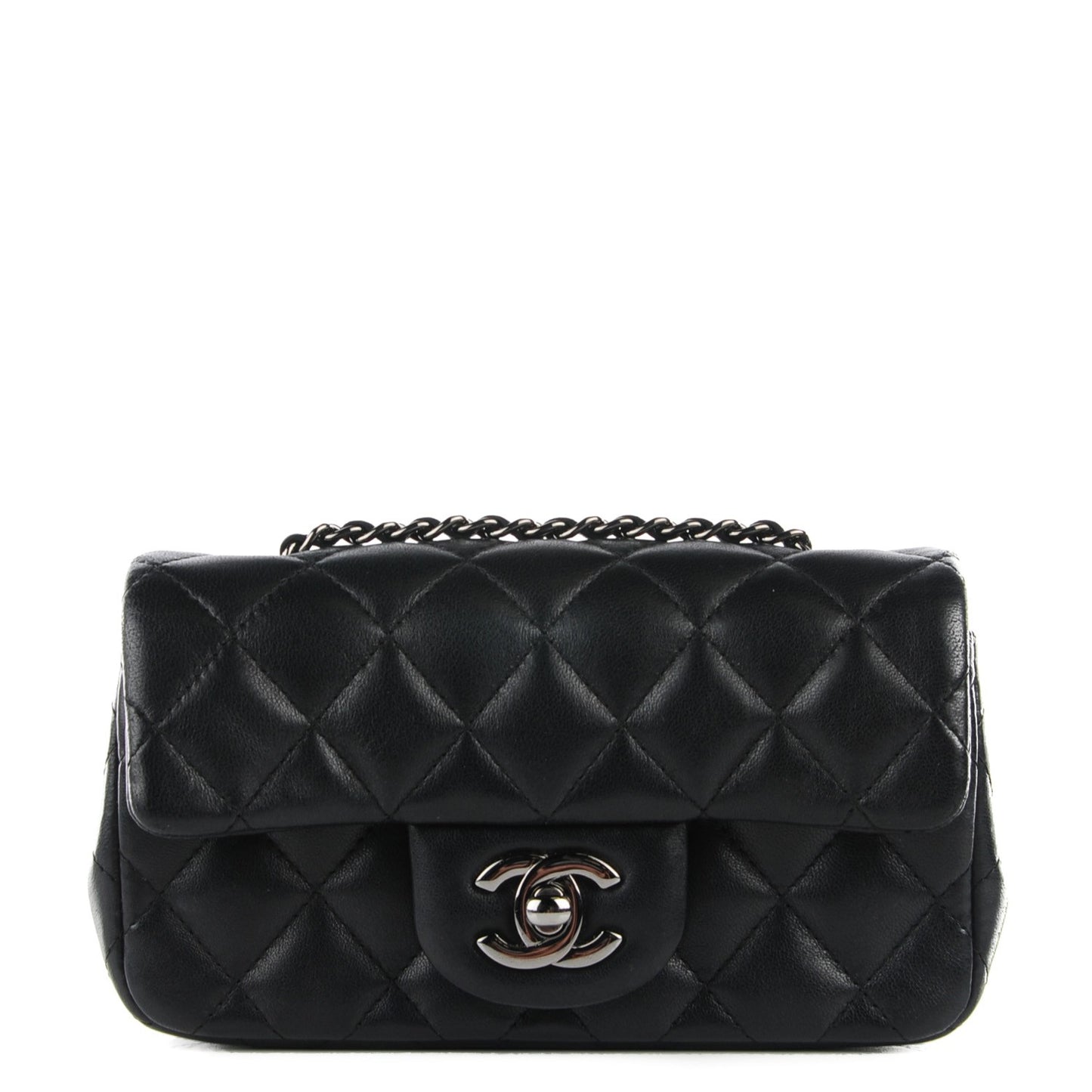Lambskin Quilted Extra Mini Flap Black