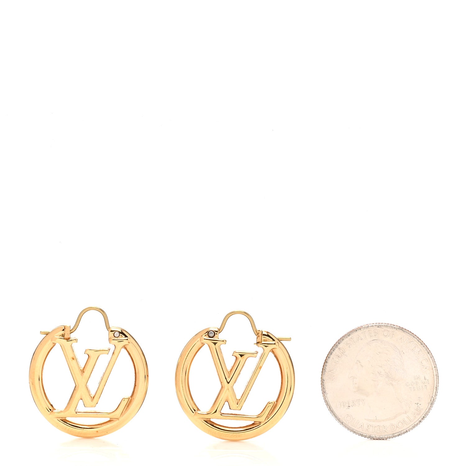 Louis Vuitton Metal Small Louise Hoop Earrings Gold 2 of 4