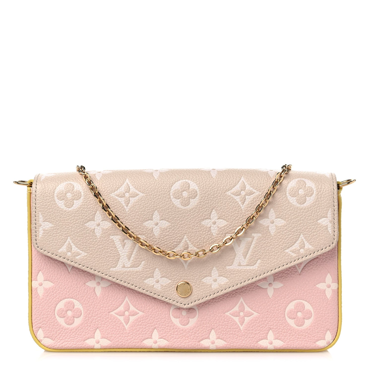Louis Vuitton Empreinte Spring in the City Felicie Pochette Chain Wallet Pink Beige Yellow 1 of 8