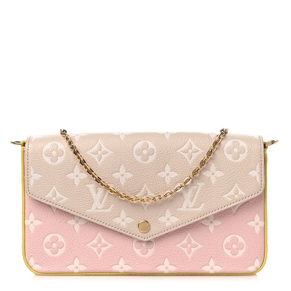 Louis Vuitton Empreinte Spring in the City Felicie Pochette Chain Wallet Pink Beige Yellow 1 of 8