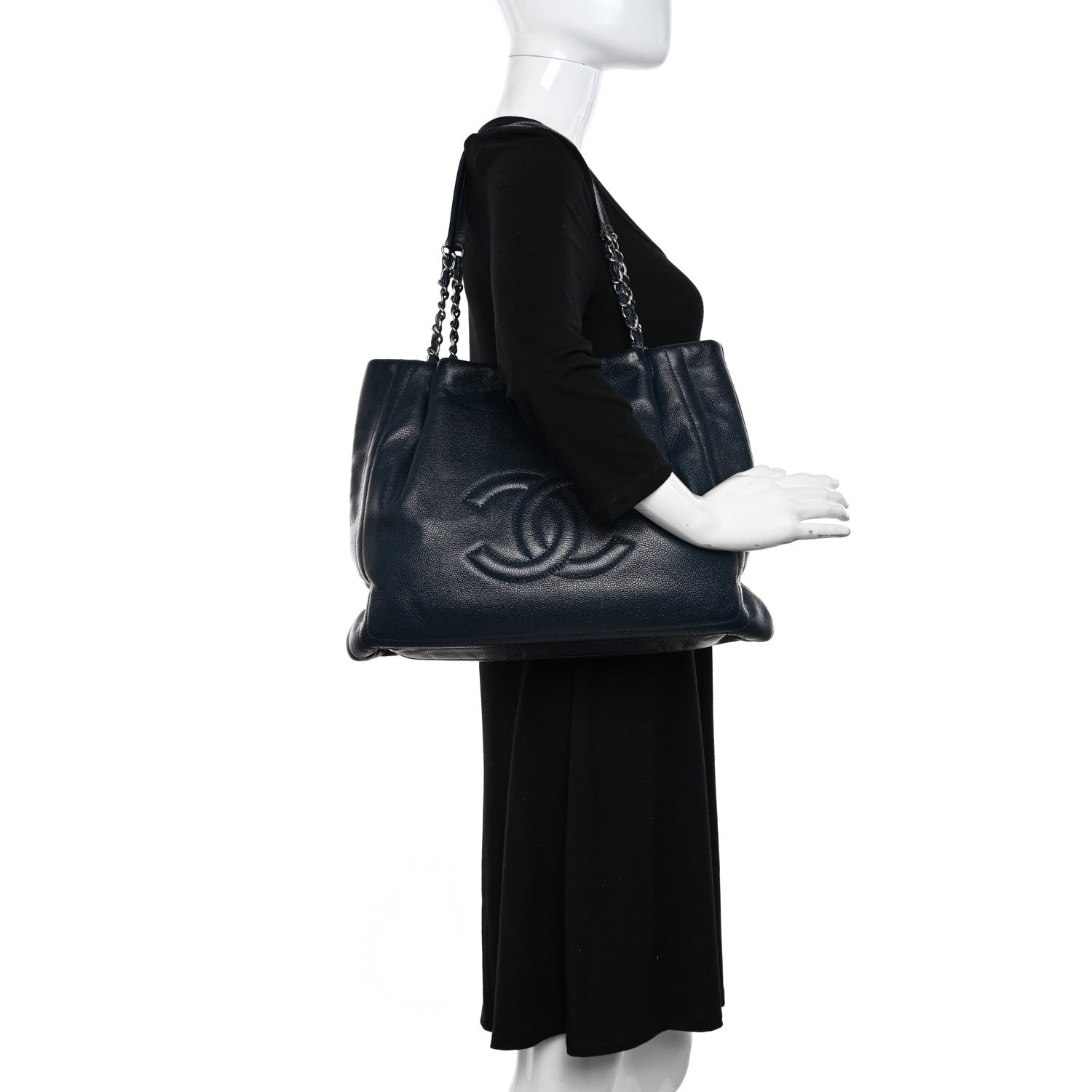 Chanel Caviar CC Timeless Shopping Tote Navy 2 of 15