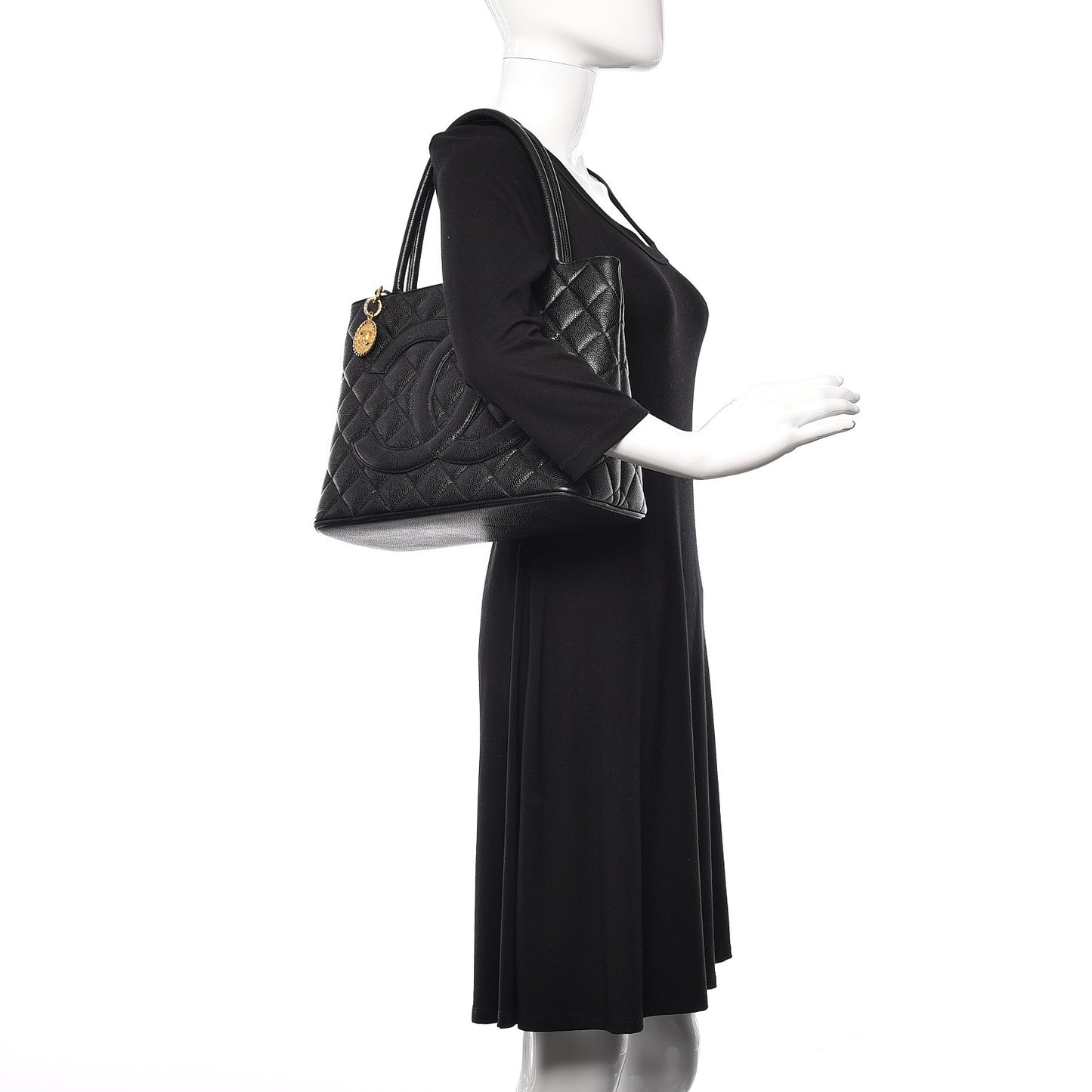 Caviar Quilted Medallion Tote Black