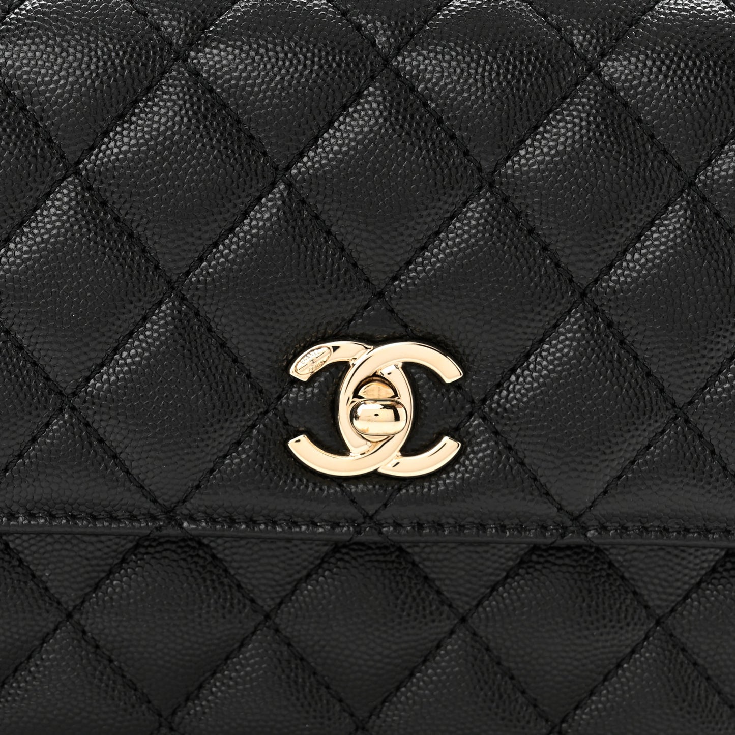 Caviar Quilted Mini Coco Handle Flap Black