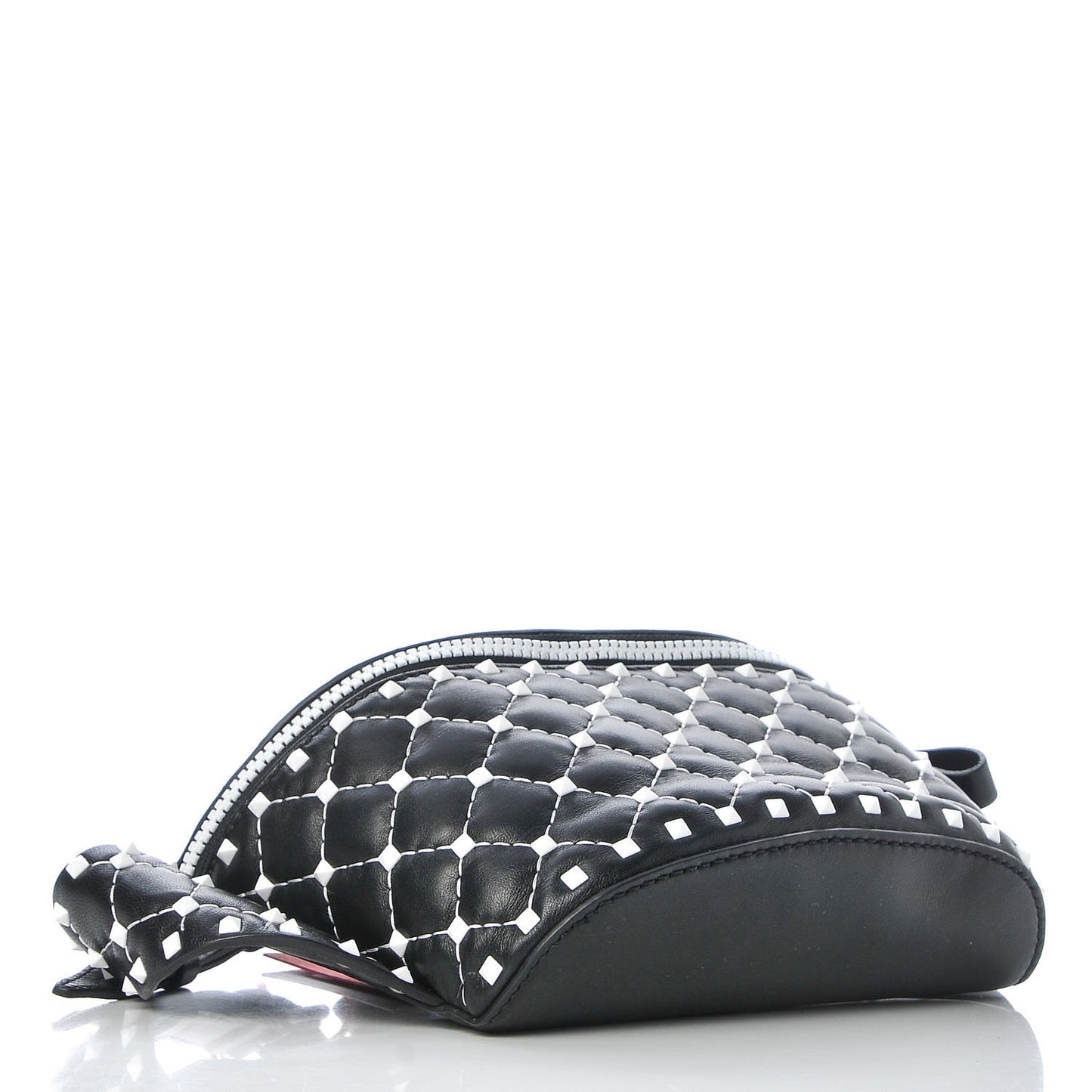 Lambskin Free Rockstud Spike Belt Bag Black