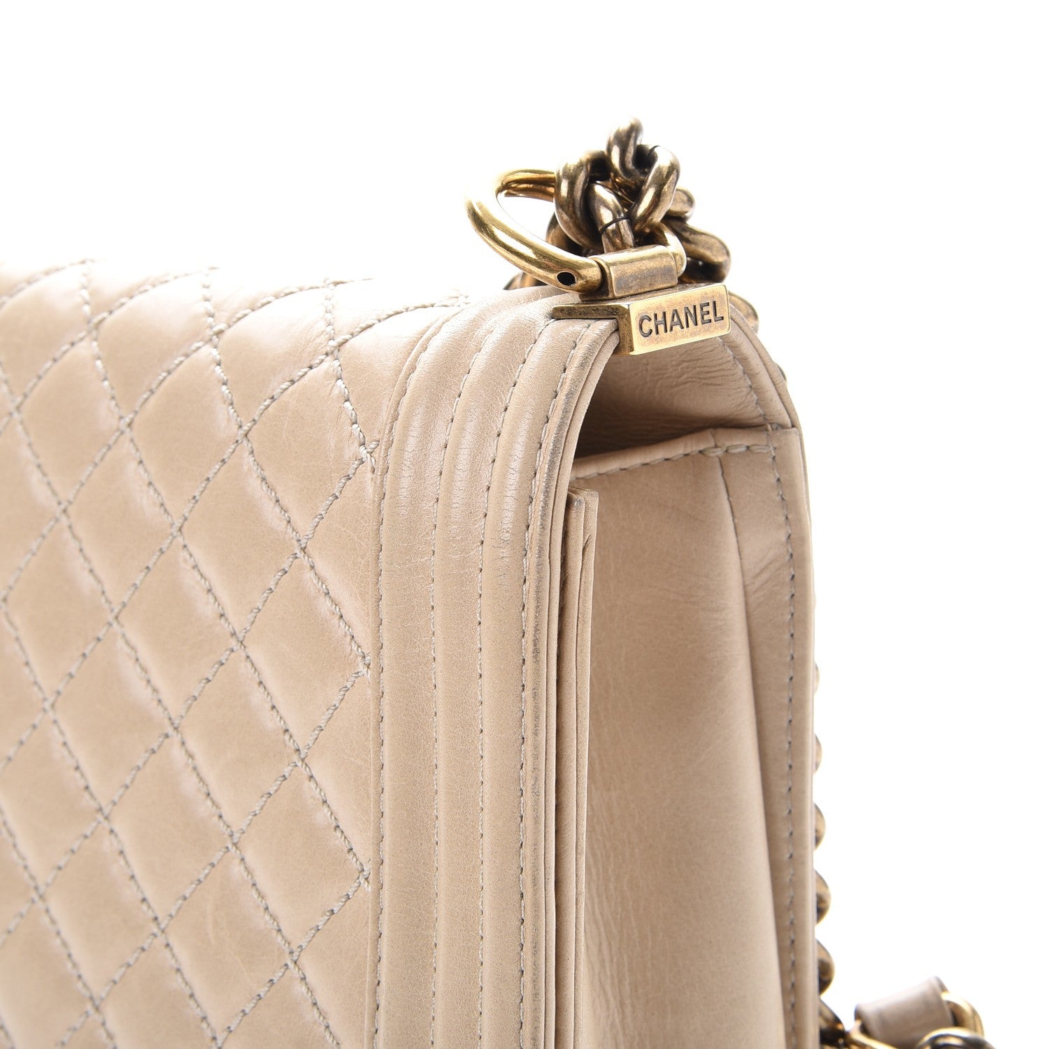 Chanel Calfskin Quilted Large Boy Flap Beige 16 of 19