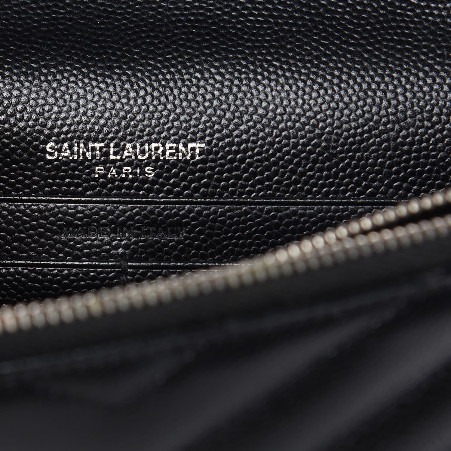 Saint Laurent Grain De Poudre Matelasse Chevron Monogram Envelope Chain Wallet Black 7 of 11