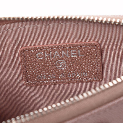 Chanel Metallic Caviar Chevron Quilted Small Vintage Mademoiselle Cosmetic Case Pink 6 of 8