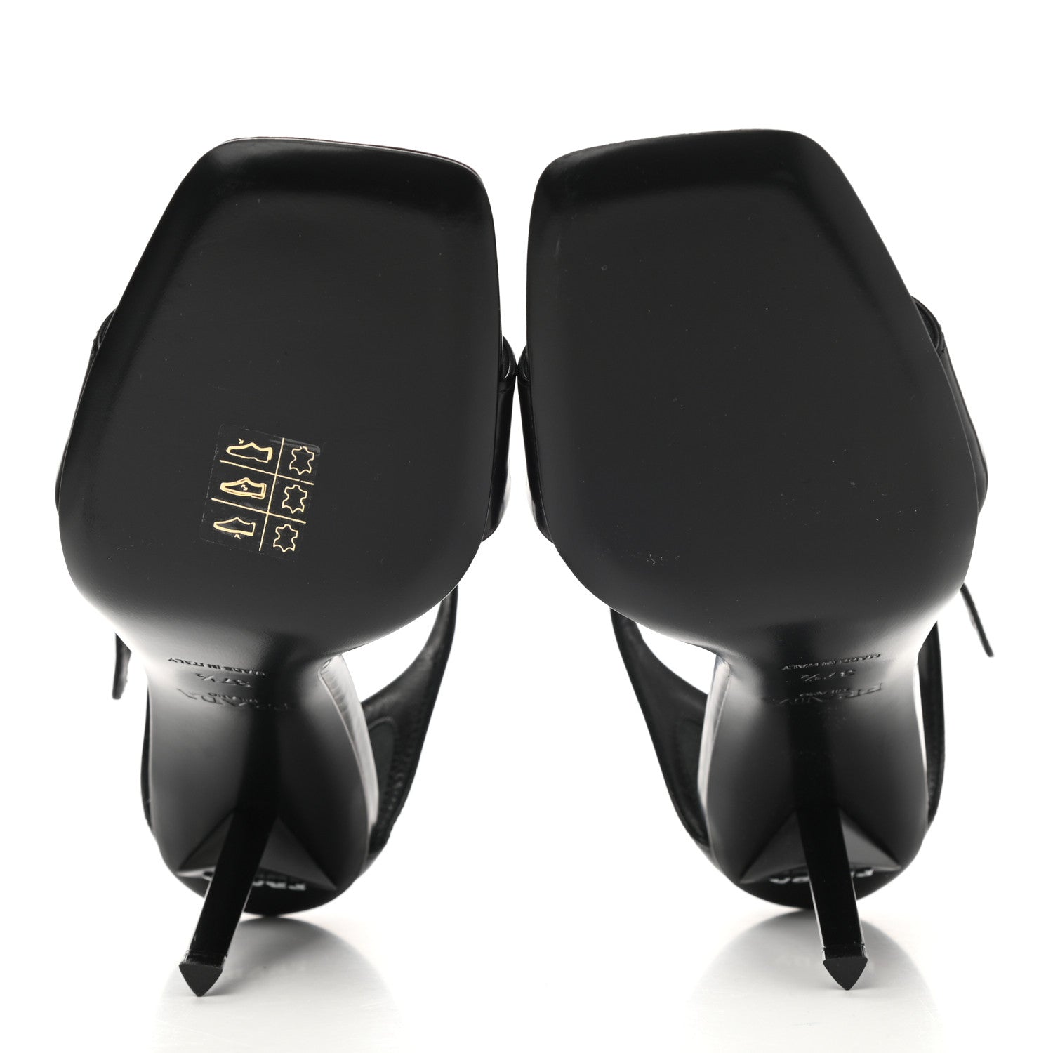 Prada Brushed Calfskin Logo Sandals 37.5 Black 5 of 9