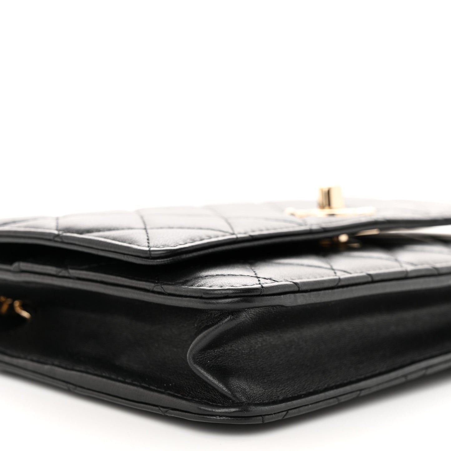 Lambskin Quilted Trendy CC Wallet On Chain WOC Black