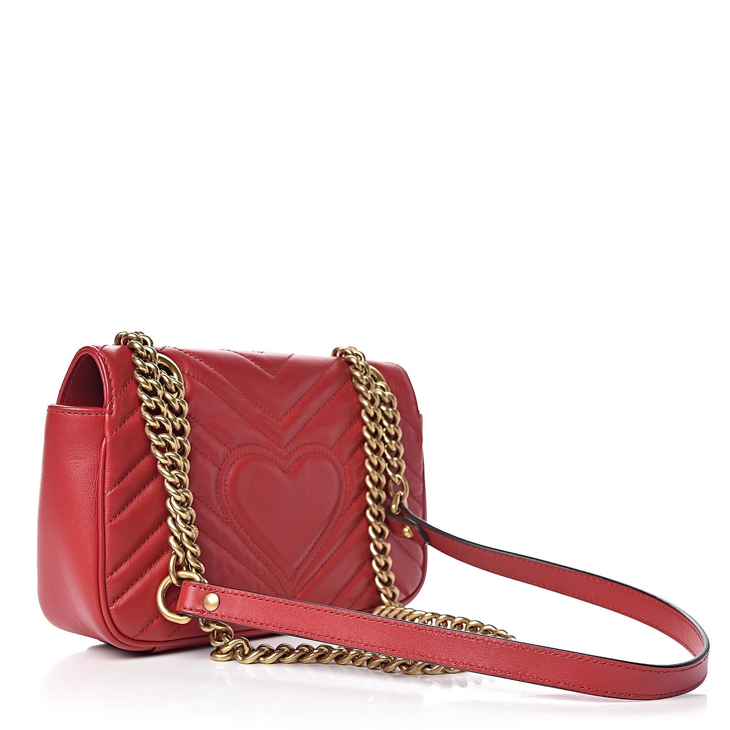 Calfskin Matelasse Mini GG Marmont Shoulder Bag Hibiscus Red
