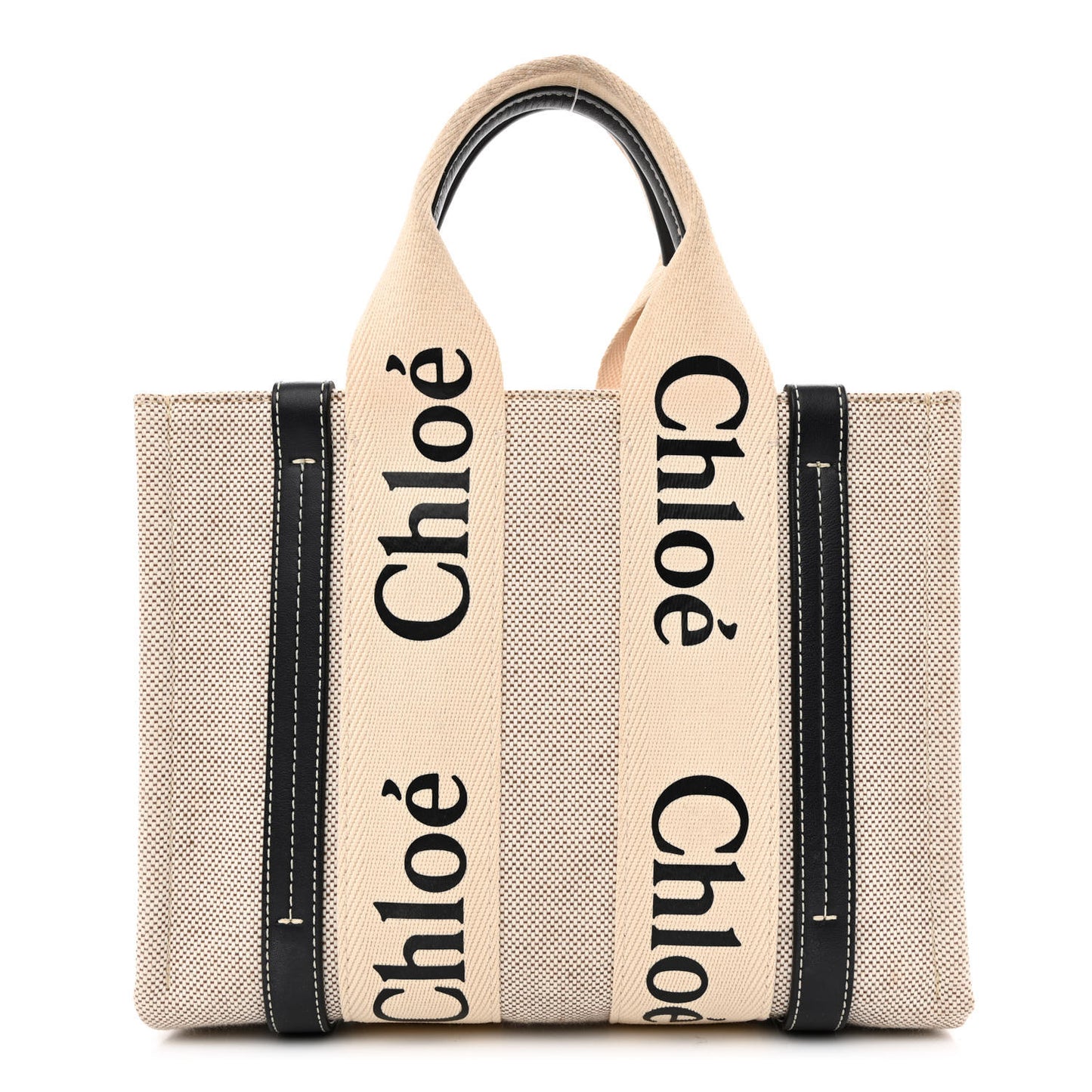 Cotton Calfskin Small Woody Ribbon Tote White Blue