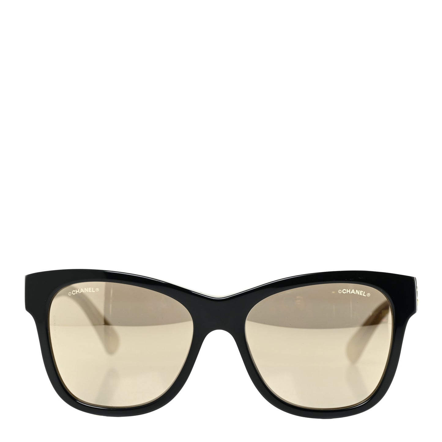Acetate Mirrored Runway Square Sunglasses 5380 Black Gold