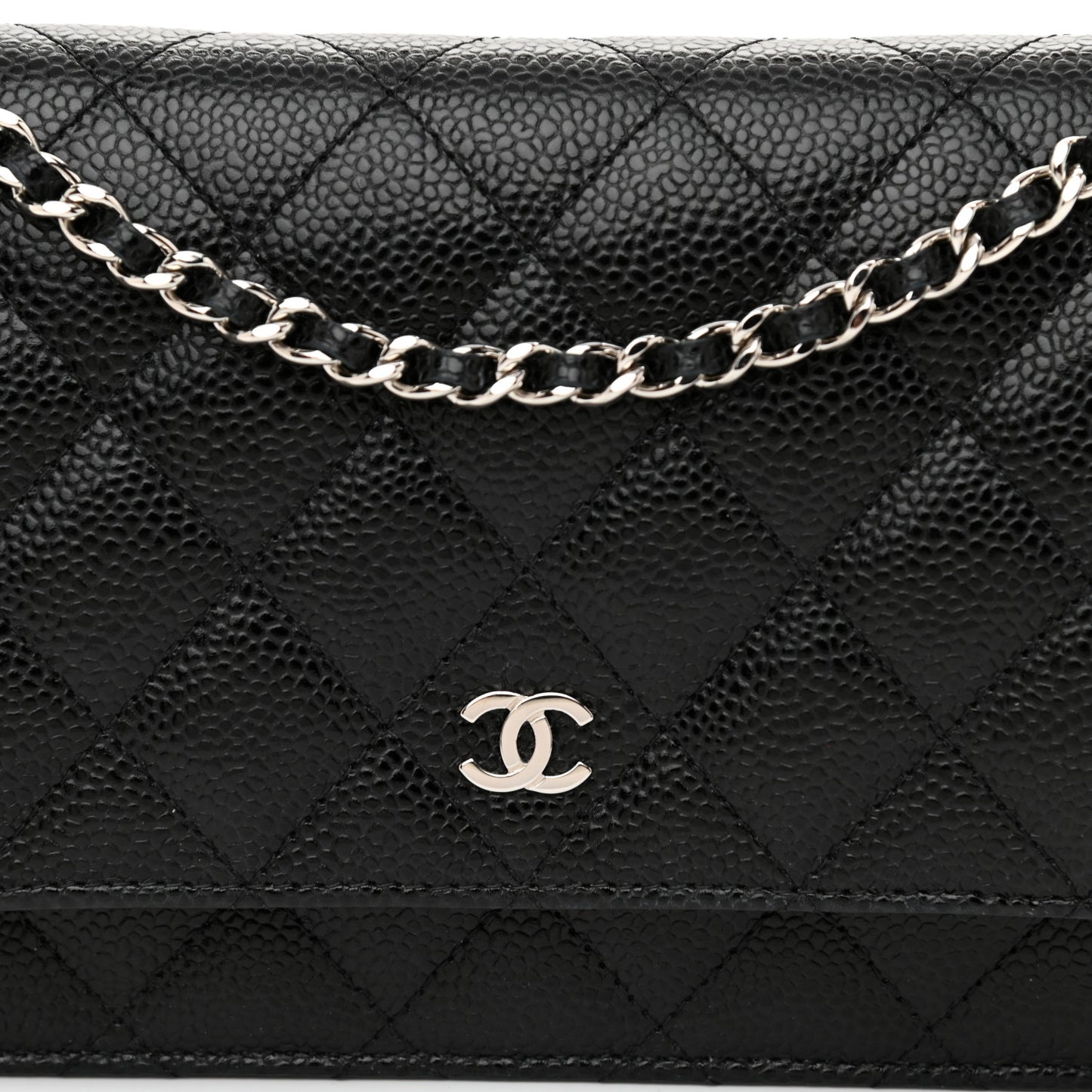 Caviar Quilted Wallet On Chain WOC Black