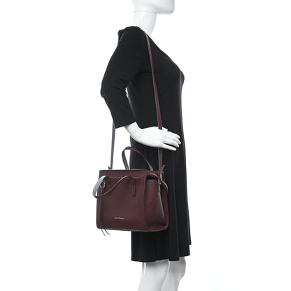 Salvatore Ferragamo Hammered Calfskin Double Handle Small Amy Tote Red 2 of 13