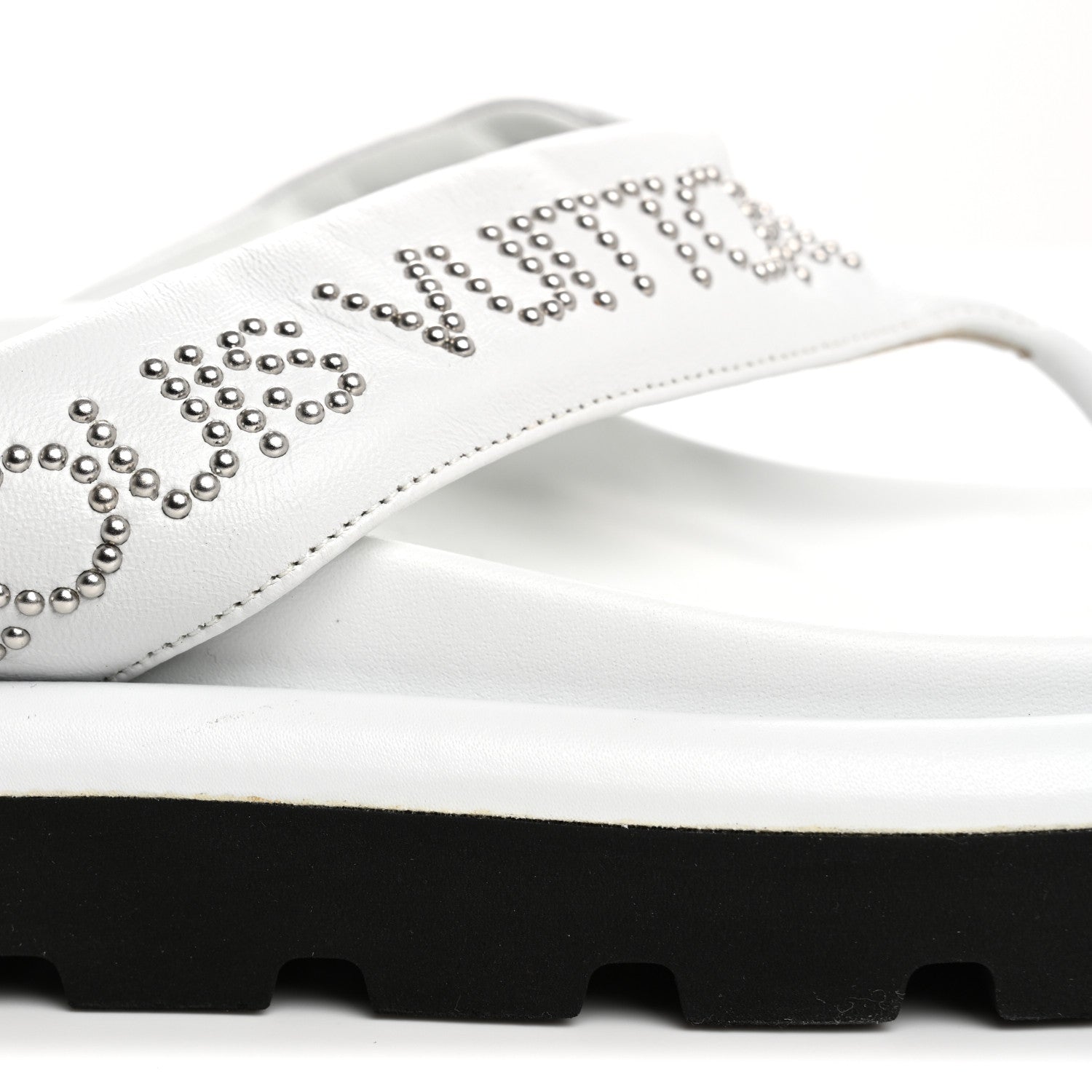Louis Vuitton Calfskin Logo Studded Pillow Flat Thong Sandals 35 White 11 of 11