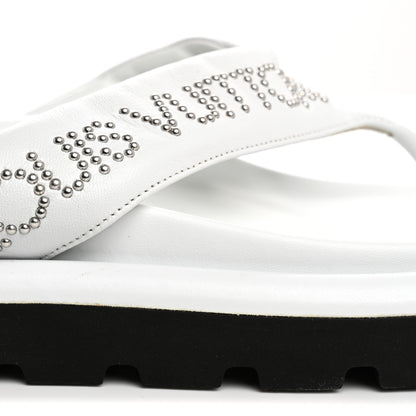 Louis Vuitton Calfskin Logo Studded Pillow Flat Thong Sandals 35 White 11 of 11