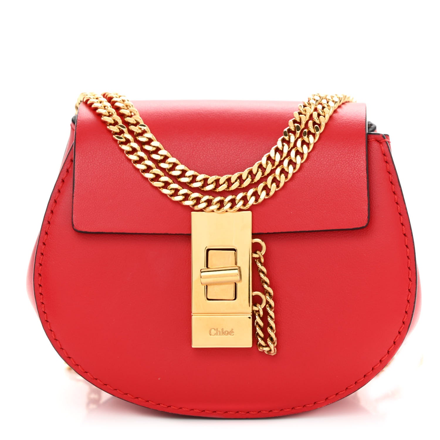 Chloe Shiny Calfskin Mini Drew Crossbody Backpack Juicy Red 1 of 9