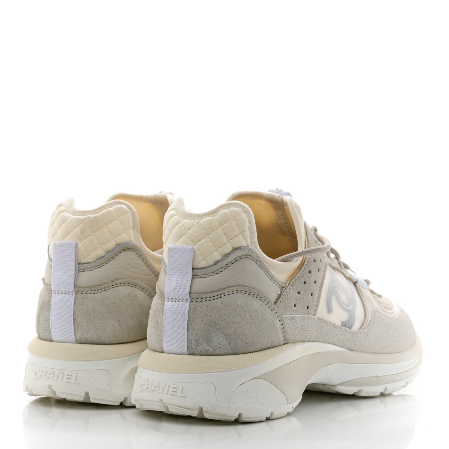 Suede Calfskin Mens CC Sneakers 42 White