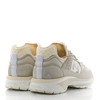 Chanel Suede Calfskin Mens CC Sneakers 42 White 4 of 8