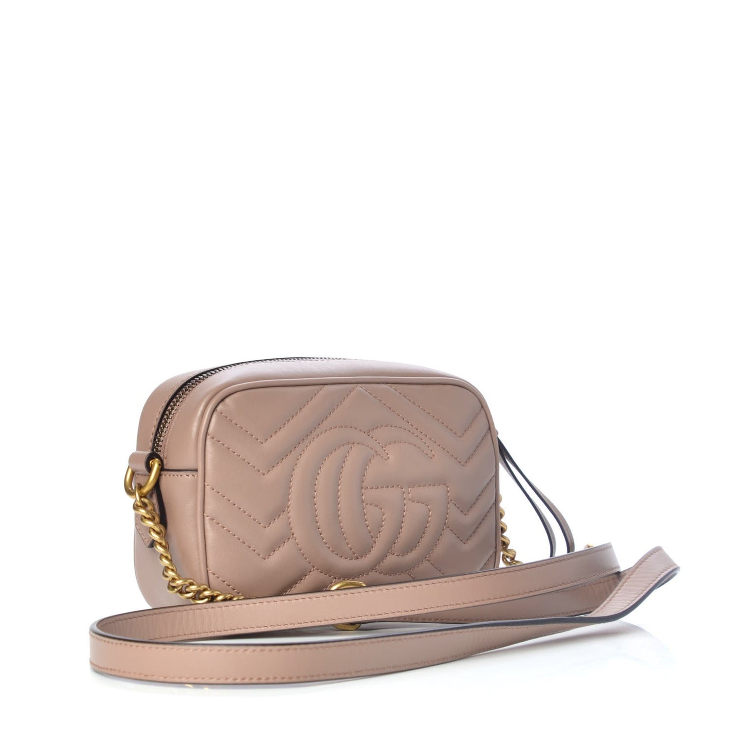 Calfskin Matelasse Mini GG Marmont Chain Shoulder Bag Porcelain Rose