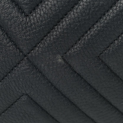 Chanel Deerskin Chevron Large CC Chain Bucket Drawstring Bag Black 9 of 11