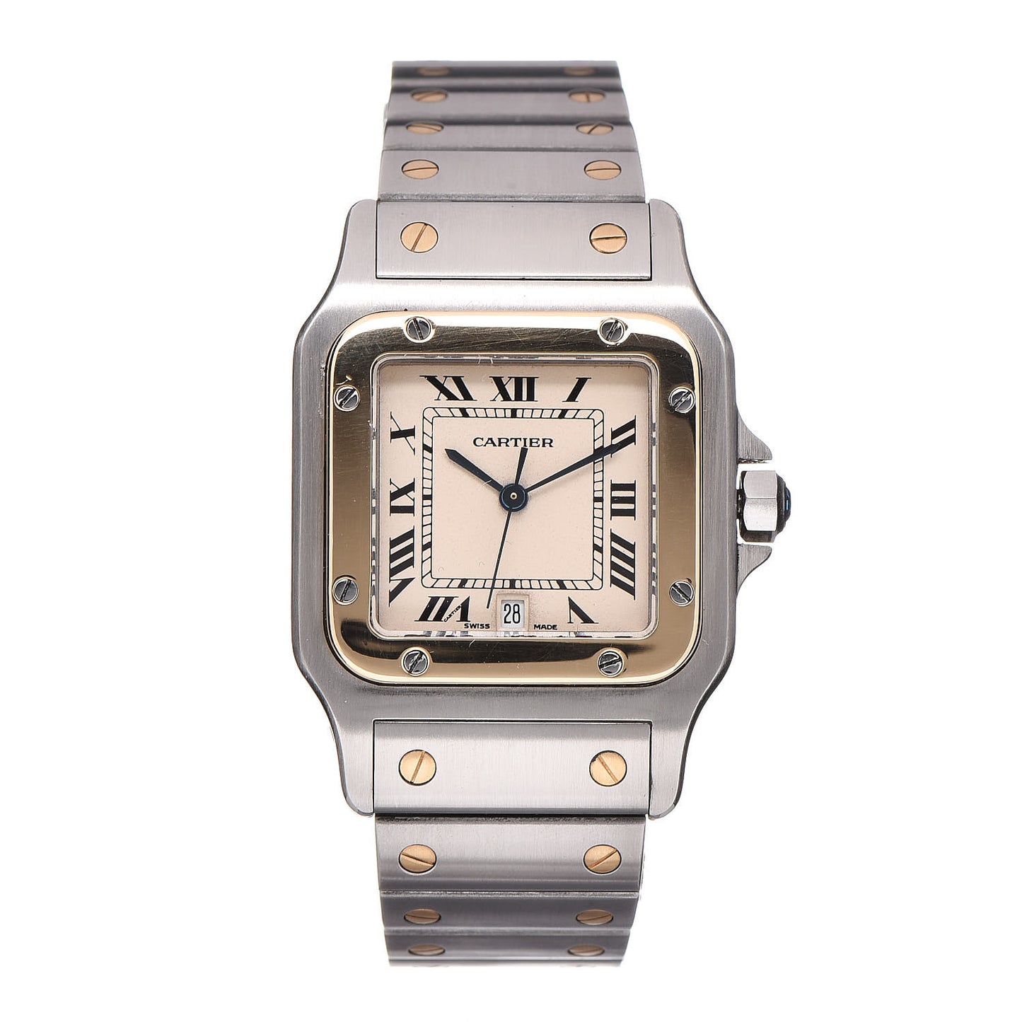 Stainless Steel 18K Yellow Gold 29mm Santos De Galbee Quartz Watch