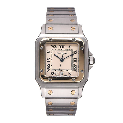 Cartier Stainless Steel 18K Yellow Gold 29mm Santos De Galbee Quartz Watch 1 of 7
