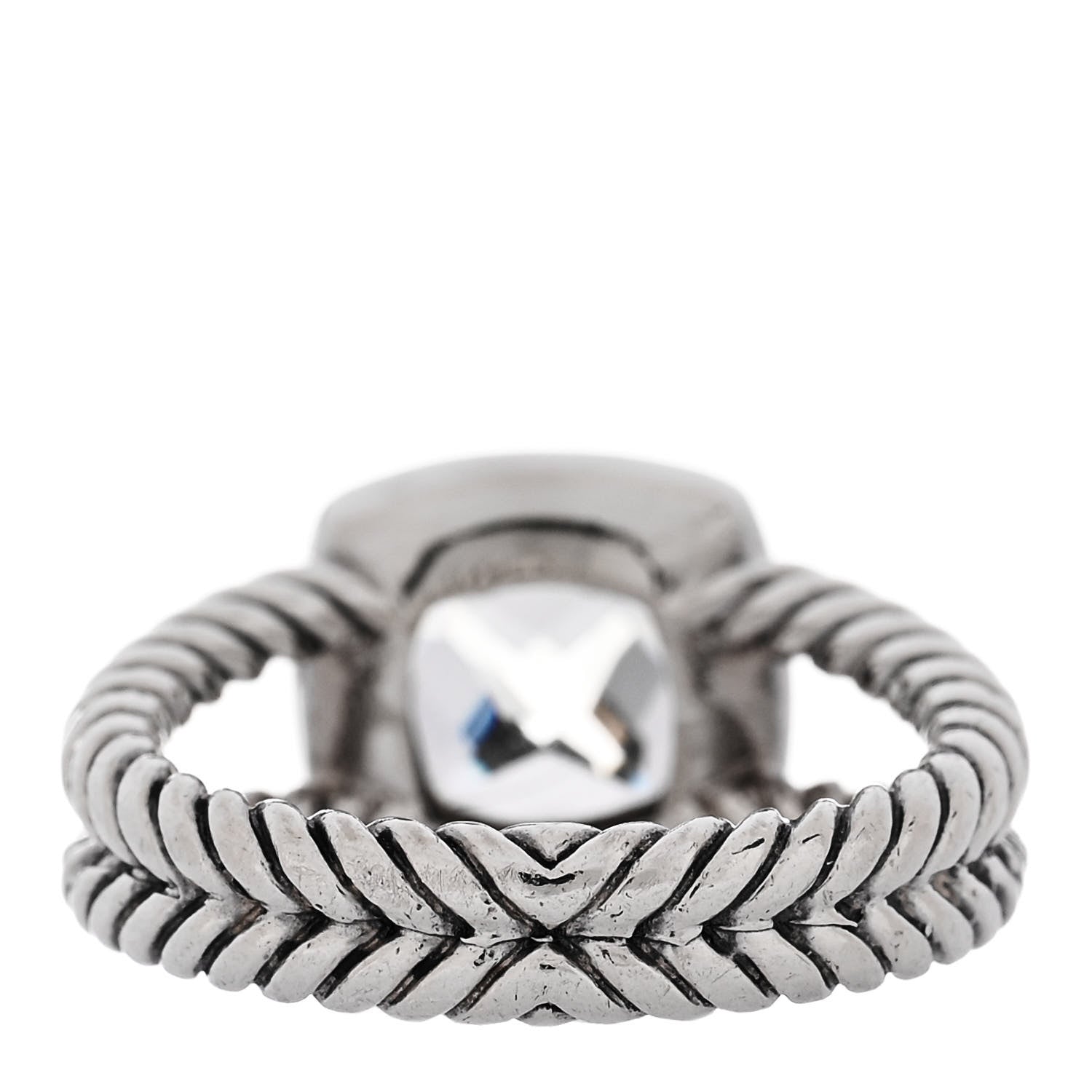 David Yurman Sterling Silver Diamond Prasiolite 7mm Petite Albion Ring 52 6 4 of 5