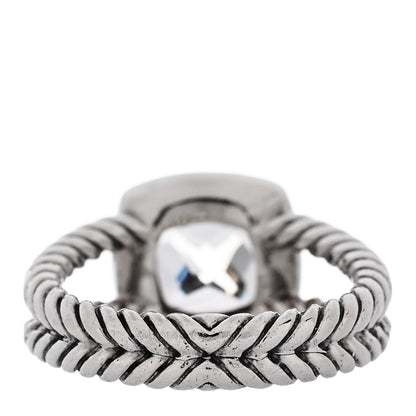 David Yurman Sterling Silver Diamond Prasiolite 7mm Petite Albion Ring 52 6 4 of 5