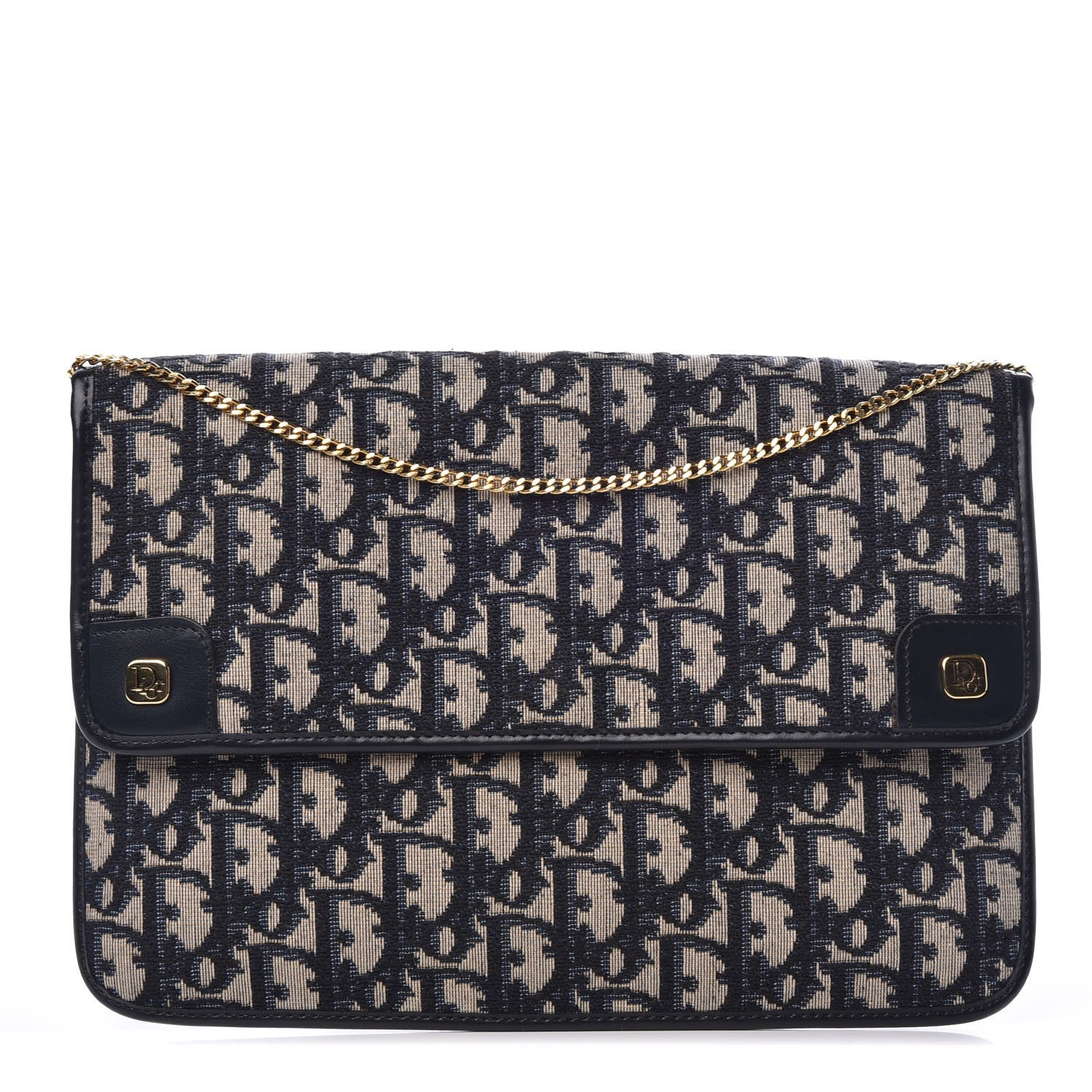 Christian Dior Monogram Convertible Clutch Navy Blue 1 of 9