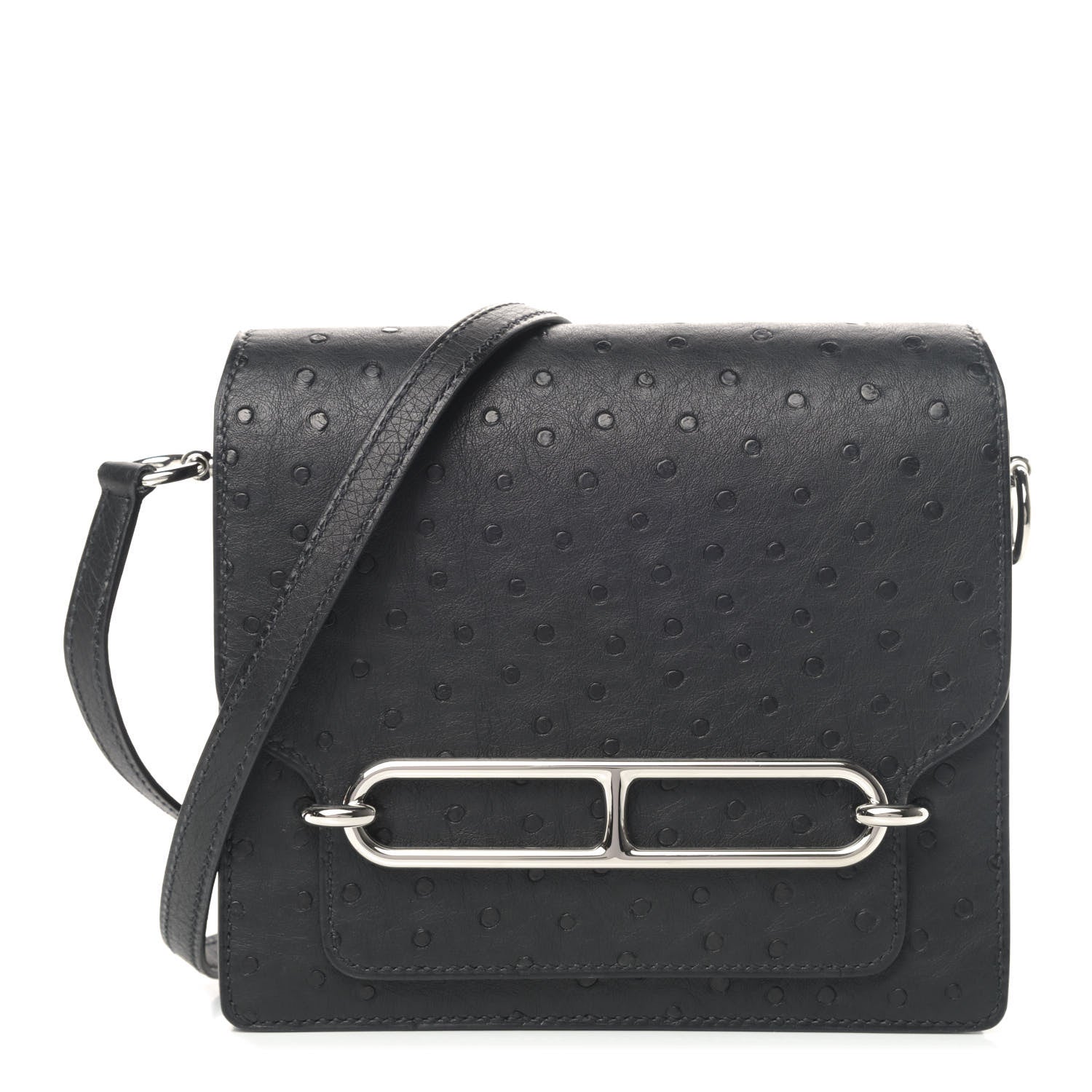 Hermes Ostrich Mini Sac Roulis Black 1 of 4
