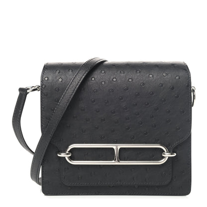 Hermes Ostrich Mini Sac Roulis Black 1 of 4