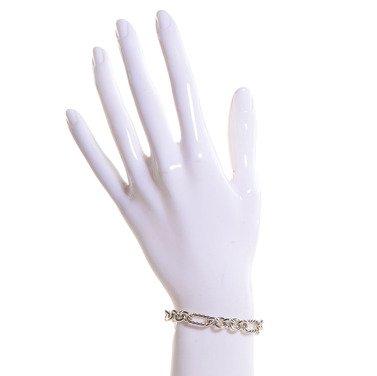 Sterling Silver 18K Yellow Gold Cable Heart Charm Bracelet