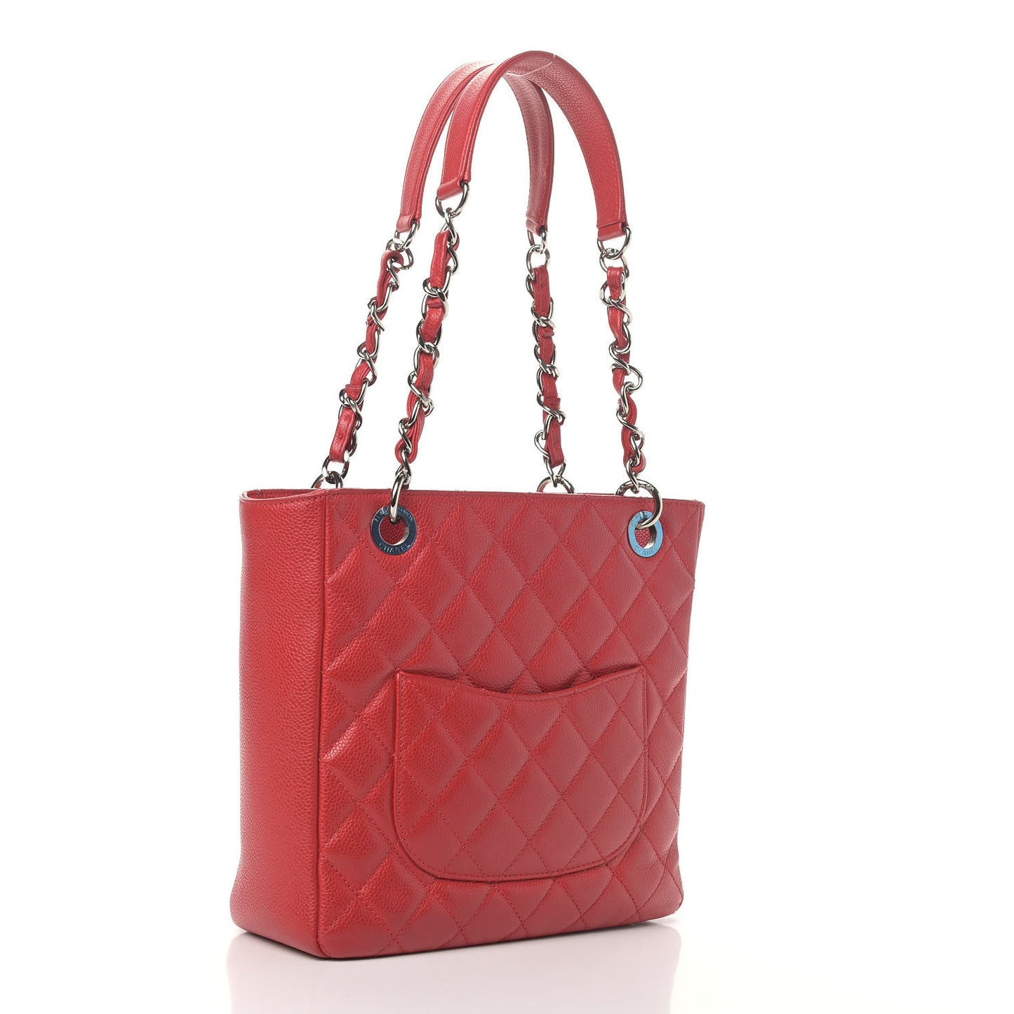 Caviar Quilted Petit Shopping Tote PST Red