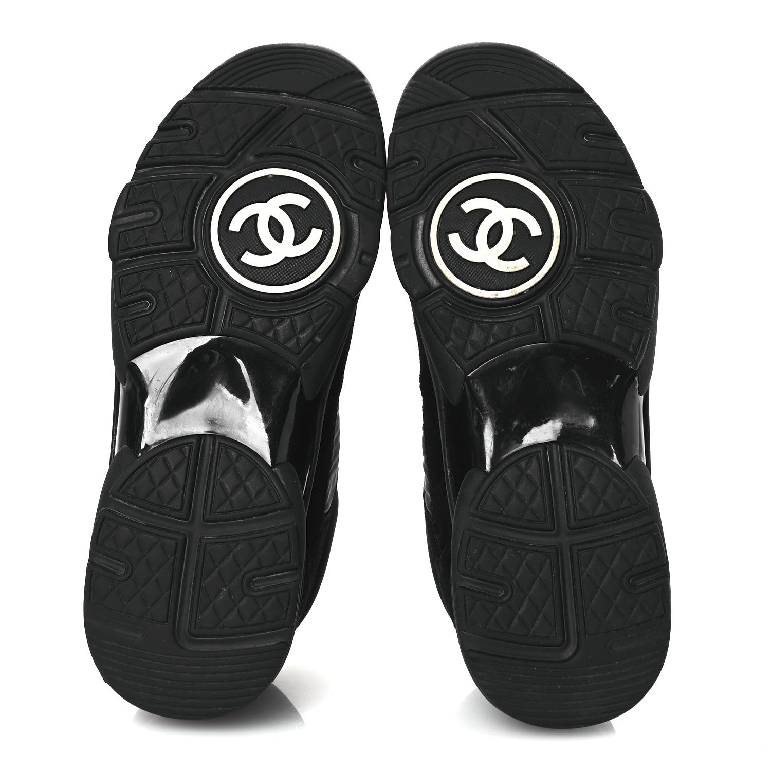 Chanel Fabric Calfskin Suede CC Sneakers 38.5 Black 7 of 12