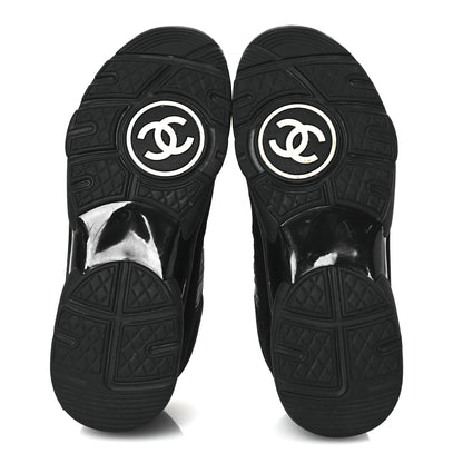 Chanel Fabric Calfskin Suede CC Sneakers 38.5 Black 7 of 12