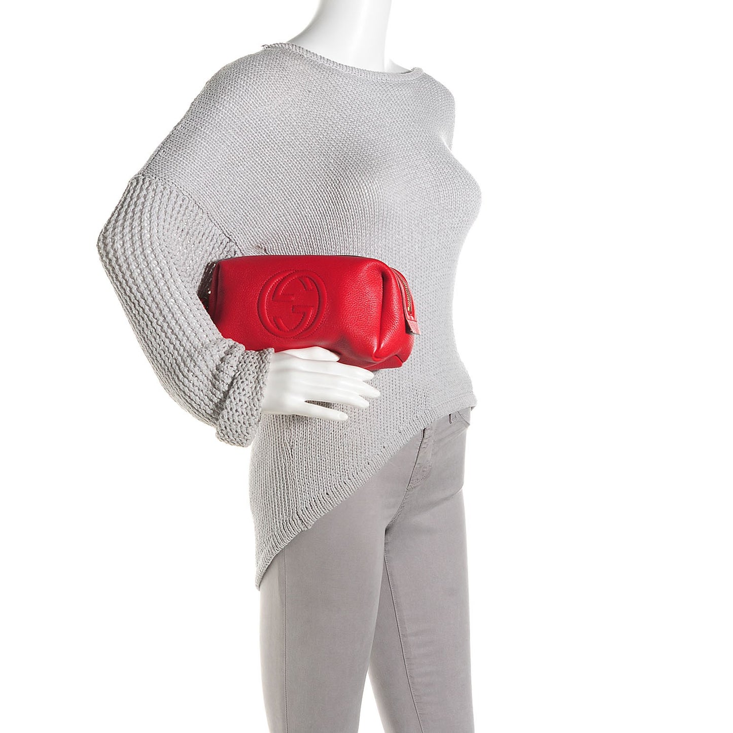 Pebbled Calfskin Large Soho Cosmetic Case Red