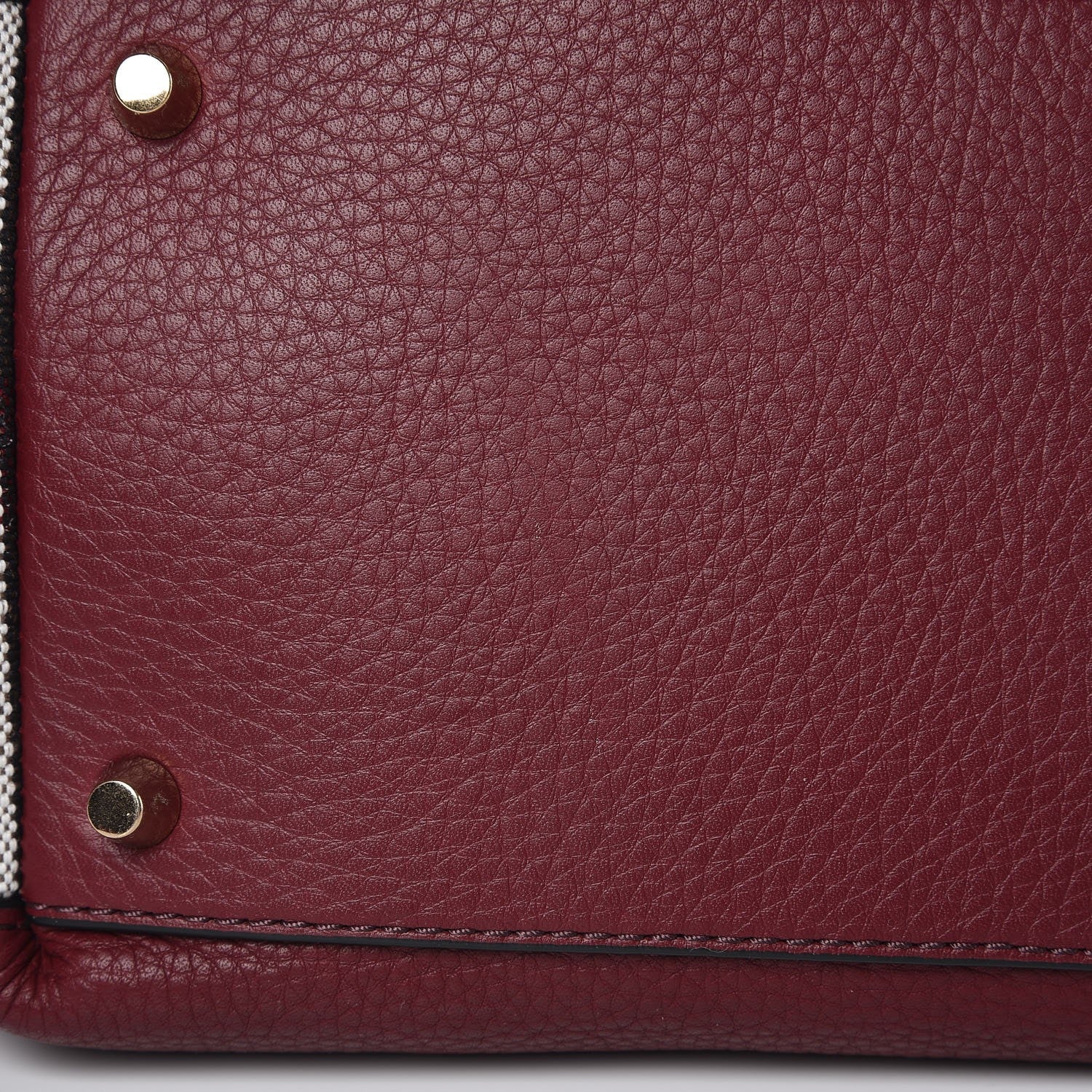 Burberry Grainy Calfskin House Check Small Maidstone Burgundy Red 9 of 9
