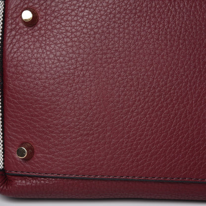 Burberry Grainy Calfskin House Check Small Maidstone Burgundy Red 9 of 9
