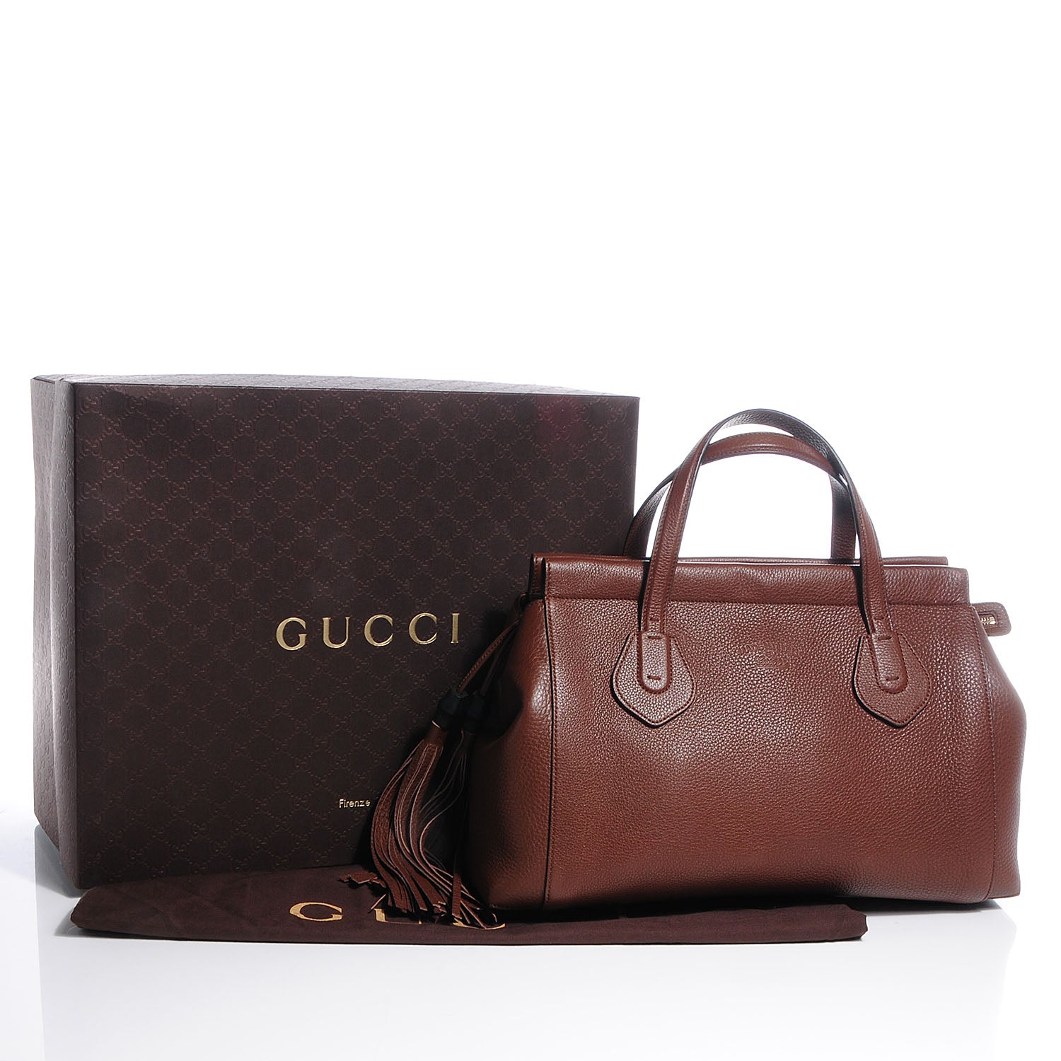 Gucci Leather Lady Tassel Top Handle Bag Nut Brown 5 of 9