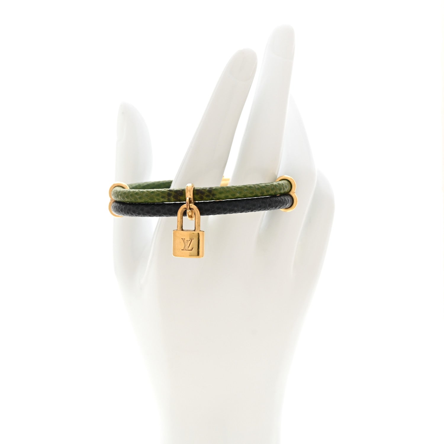 Louis Vuitton Snakeskin Keep It Twice Bracelet Blue Green 2 of 6